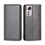 For Xiaomi 12 Pro Grid Texture Magnetic Flip Leather Phone Case(Grey)