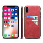 For iPhone X / XS Card Slots Full Coverage PU+TPU Phone Case(Red)