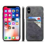 For iPhone X / XS Card Slots Full Coverage PU+TPU Phone Case(Grey)