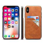 Card Slots Full Coverage PU+TPU Phone Case For iPhone XS Max(Brown)
