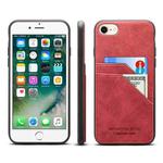 For iPhone SE 2022 / SE 2020 / 8 / 7 Card Slots Full Coverage PU+TPU Phone Case(Red)