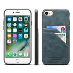 For iPhone SE 2022 / SE 2020 / 8 / 7 Card Slots Full Coverage PU+TPU Phone Case(Blue)