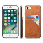 For iPhone SE 2022 / SE 2020 / 8 / 7 Card Slots Full Coverage PU+TPU Phone Case(Brown)
