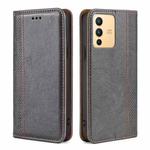 For vivo S12 / V23 5G Grid Texture Magnetic Flip Leather Phone Case(Grey)