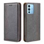 For vivo S12 Pro / V23 Pro Grid Texture Magnetic Flip Leather Phone Case(Grey)