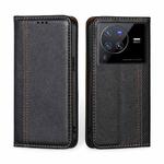 For vivo X80 Pro China Grid Texture Magnetic Flip Leather Phone Case(Black)