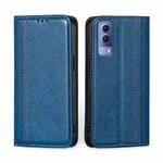 For vivo Y53s 5G / iQOO Z5x / T1x Grid Texture Magnetic Flip Leather Phone Case(Blue)