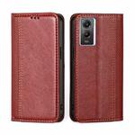 For vivo Y55s 5G Grid Texture Magnetic Flip Leather Phone Case(Red)