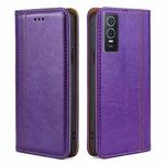 For vivo Y76s China / Y74s Grid Texture Magnetic Flip Leather Phone Case(Purple)