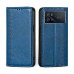 For vivo iQOO 9 5G Grid Texture Magnetic Flip Leather Phone Case(Blue)