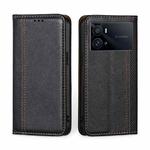 For vivo iQOO 9 Pro 5G Grid Texture Magnetic Flip Leather Phone Case(Black)