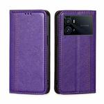 For vivo iQOO 9 Pro 5G Grid Texture Magnetic Flip Leather Phone Case(Purple)