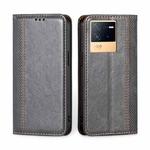 For vivo iQOO Neo6 5G Grid Texture Magnetic Flip Leather Phone Case(Grey)