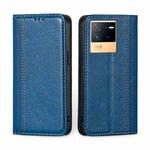 For vivo iQOO Neo6 5G Grid Texture Magnetic Flip Leather Phone Case(Blue)