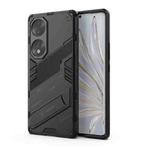 For Honor 70 Punk Armor 2 in 1 PC + TPU Shockproof Case with Invisible Holder(Black)