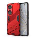 For Honor 70 Punk Armor 2 in 1 PC + TPU Shockproof Case with Invisible Holder(Red)