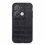 For OPPO Reno8 Crocodile Texture Genuine Leather Phone Case(Black)