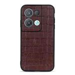 For OPPO Reno8 Crocodile Texture Genuine Leather Phone Case(Brown)