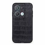 For OPPO Reno8 Pro+ Crocodile Texture Genuine Leather Phone Case(Black)