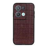 For OPPO Reno8 Pro+ Crocodile Texture Genuine Leather Phone Case(Brown)