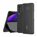 For Samsung Galaxy Z Fold3 Accurate Hole Horizontal Flip Mirror Shockproof Phone Case(Black)