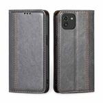 For Samsung Galaxy A03 166mm Grid Texture Magnetic Flip Leather Phone Case(Grey)