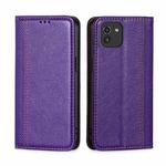 For Samsung Galaxy A03 166mm Grid Texture Magnetic Flip Leather Phone Case(Purple)