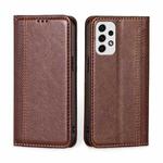 For Samsung Galaxy A23 5G Grid Texture Magnetic Flip Leather Phone Case(Brown)