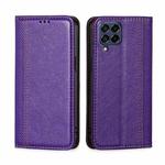 For Samsung Galaxy M53 5G Grid Texture Magnetic Flip Leather Phone Case(Purple)