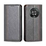 For Honor Magic4 Grid Texture Magnetic Flip Leather Phone Case(Grey)