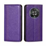 For Honor Magic4 Grid Texture Magnetic Flip Leather Phone Case(Purple)