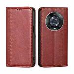 For Honor Magic4 Pro Grid Texture Magnetic Flip Leather Phone Case(Red)