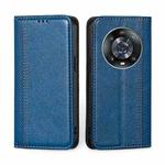 For Honor Magic4 Pro Grid Texture Magnetic Flip Leather Phone Case(Blue)