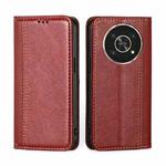 For Honor X30 Grid Texture Magnetic Flip Leather Phone Case(Red)