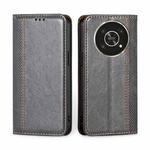 For Honor X30 Grid Texture Magnetic Flip Leather Phone Case(Grey)