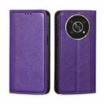 For Honor X30 Grid Texture Magnetic Flip Leather Phone Case(Purple)