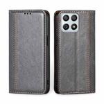 For Honor X30i Grid Texture Magnetic Flip Leather Phone Case(Grey)