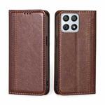 For Honor X30i Grid Texture Magnetic Flip Leather Phone Case(Brown)