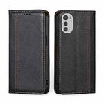 For Motorola Moto E32 4G Grid Texture Magnetic Flip Leather Phone Case(Black)