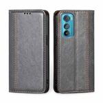 For Motorola Edge 30 Grid Texture Magnetic Flip Leather Phone Case(Grey)