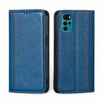 For Motorola Moto G22 Grid Texture Magnetic Flip Leather Phone Case(Blue)