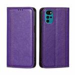For Motorola Moto G22 Grid Texture Magnetic Flip Leather Phone Case(Purple)
