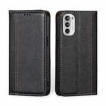 For Motorola Moto G52 4G / Moto G82 5G Grid Texture Magnetic Flip Leather Phone Case(Black)