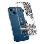 For iPhone 14 Translucent Electroplating Flower Phone Case (Po-phase Flowers)