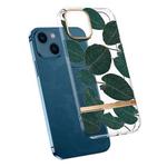 For iPhone 14 Plus Translucent Electroplating Flower Phone Case  (Banana Leaf)