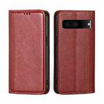 For Google Pixel 7 5G Grid Texture Magnetic Flip Leather Phone Case(Red)