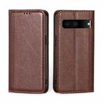 For Google Pixel 7 5G Grid Texture Magnetic Flip Leather Phone Case(Brown)