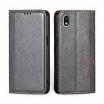 For Sony Xperia Ace III Grid Texture Magnetic Flip Leather Phone Case(Grey)
