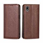 For Sony Xperia Ace III Grid Texture Magnetic Flip Leather Phone Case(Brown)