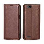 For ZTE Tempo X / Vantage Z839 / N9137 Grid Texture Magnetic Flip Leather Phone Case(Brown)